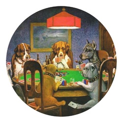 Dogs Playing Poker 1903 C.M.Coolidge Round Decal - Small