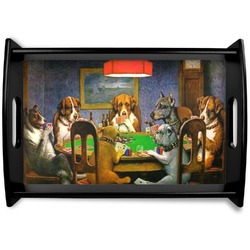 Dogs Playing Poker 1903 C.M.Coolidge Black Wooden Tray - Small