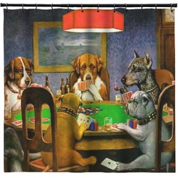 Dogs Playing Poker by C.M.Coolidge Shower Curtain - 71" x 74"
