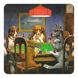 Dogs Playing Poker 1903 C.M.Coolidge Square Decal - Large