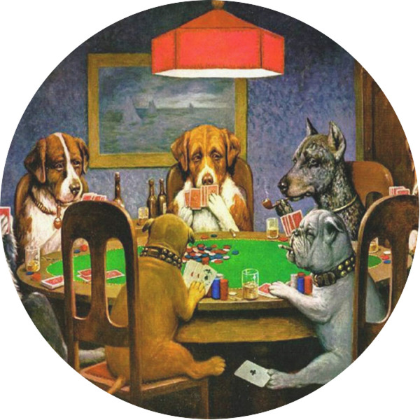 Custom Dogs Playing Poker by C.M.Coolidge Multipurpose Round Labels - 1"