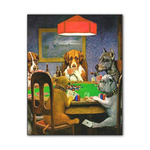 Dogs Playing Poker by C.M.Coolidge Wood Print - 11x14