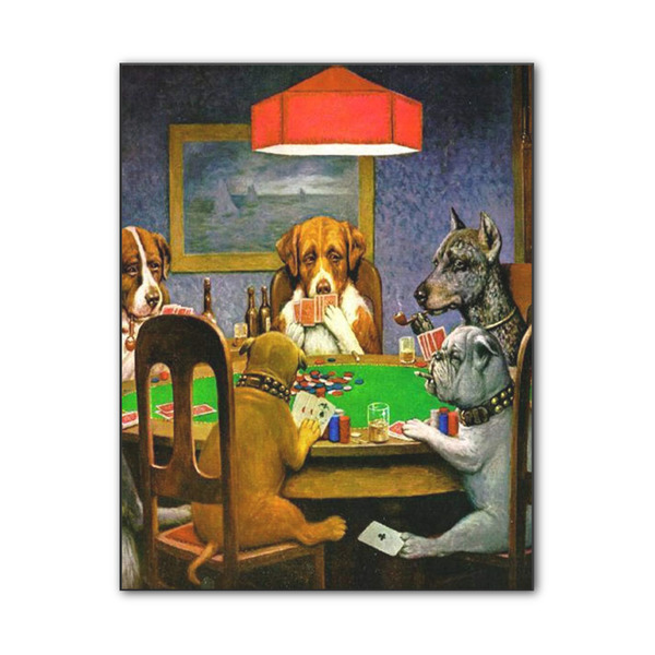 Custom Dogs Playing Poker by C.M.Coolidge Wood Print - 11x14