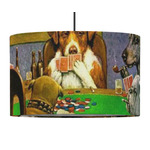 Dogs Playing Poker by C.M.Coolidge 12" Drum Pendant Lamp - Fabric