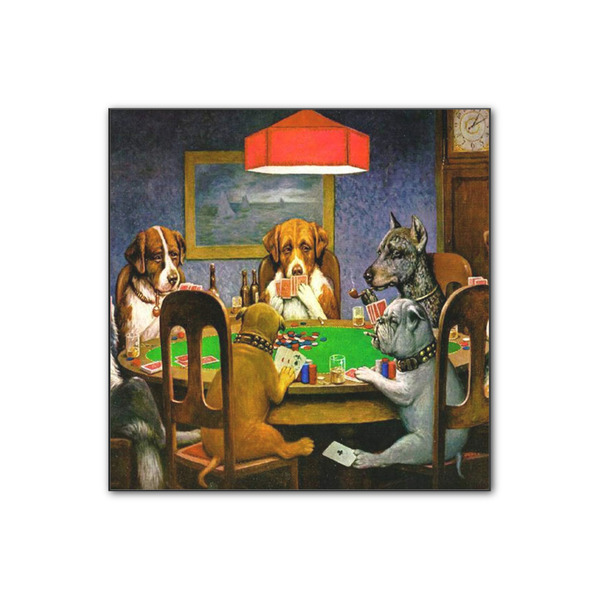 Custom Dogs Playing Poker by C.M.Coolidge Wood Print - 12x12