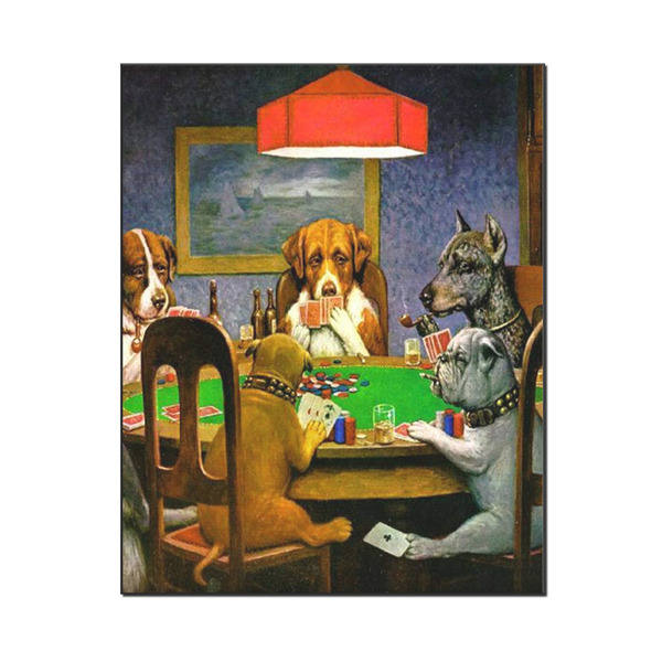 Custom Dogs Playing Poker by C.M.Coolidge Wood Print - 16x20