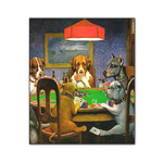 Dogs Playing Poker by C.M.Coolidge Wood Print - 20x24