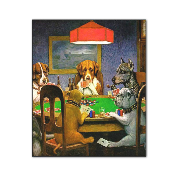 Custom Dogs Playing Poker by C.M.Coolidge Wood Print - 20x24