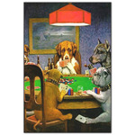 Dogs Playing Poker by C.M.Coolidge Wood Print - 20x30