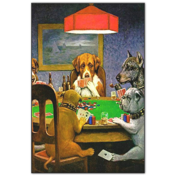 Custom Dogs Playing Poker by C.M.Coolidge Wood Print - 20x30