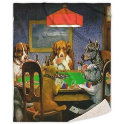 Dogs Playing Poker by C.M.Coolidge Sherpa Throw Blanket - 60"x80"