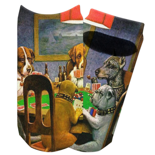 Custom Dogs Playing Poker by C.M.Coolidge Adult Ankle Socks