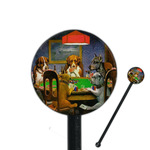 Dogs Playing Poker by C.M.Coolidge 5.5" Round Plastic Stir Sticks - Black - Single Sided