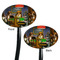 Dogs Playing Poker by C.M.Coolidge Black Plastic 7" Stir Stick - Double Sided - Oval - Front & Back