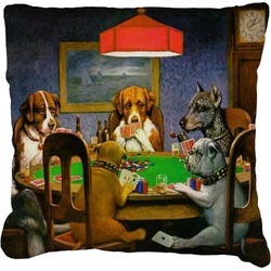 Dogs Playing Poker by C.M.Coolidge Faux-Linen Throw Pillow 26"