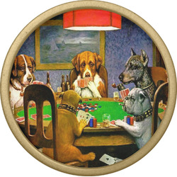 Dogs Playing Poker by C.M.Coolidge Cabinet Knob - Gold