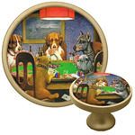 Dogs Playing Poker by C.M.Coolidge Cabinet Knob - Gold