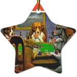 Dogs Playing Poker by C.M.Coolidge Star Ceramic Ornament