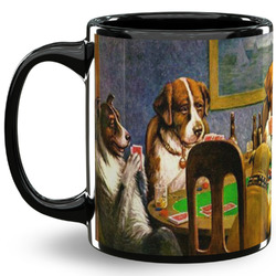 Dogs Playing Poker by C.M.Coolidge 11 Oz Coffee Mug - Black