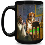 Dogs Playing Poker by C.M.Coolidge 15 Oz Coffee Mug - Black