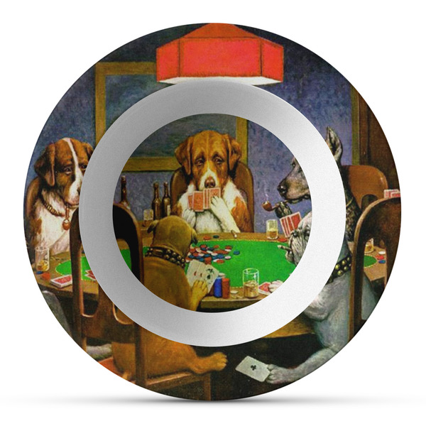 Custom Dogs Playing Poker by C.M.Coolidge Plastic Bowl - Microwave Safe - Composite Polymer