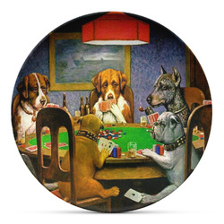 Dogs Playing Poker by C.M.Coolidge Microwave Safe Plastic Plate - Composite Polymer