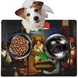 Dogs Playing Poker by C.M.Coolidge Dog Food Mat - Medium