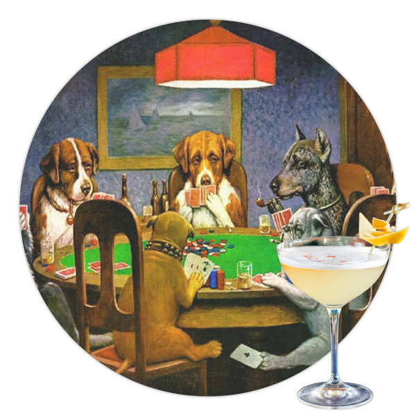 Custom Dogs Playing Poker by C.M.Coolidge Printed Drink Topper - 3.5"