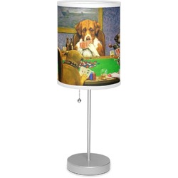 Dogs Playing Poker by C.M.Coolidge 7" Drum Lamp with Shade Linen