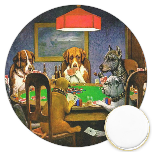 Custom Dogs Playing Poker by C.M.Coolidge Printed Cookie Topper - 3.25"