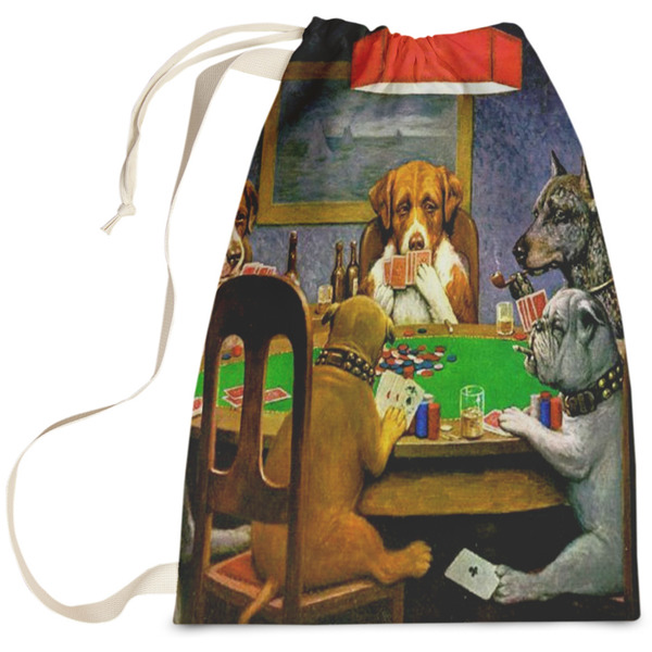 Custom Dogs Playing Poker by C.M.Coolidge Laundry Bag - Large