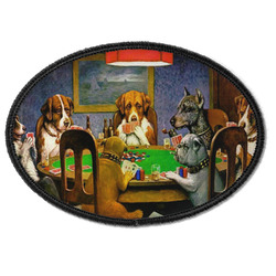 Dogs Playing Poker by C.M.Coolidge Iron On Oval Patch