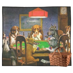 Dogs Playing Poker by C.M.Coolidge Outdoor Picnic Blanket