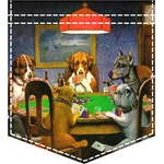 Dogs Playing Poker by C.M.Coolidge Iron On Faux Pocket