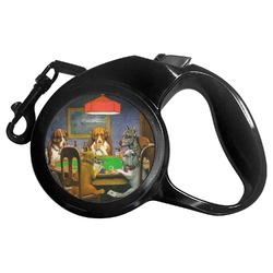 Dogs Playing Poker by C.M.Coolidge Retractable Dog Leash - Medium