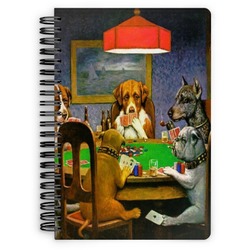 Dogs Playing Poker by C.M.Coolidge Spiral Notebook - 7x10