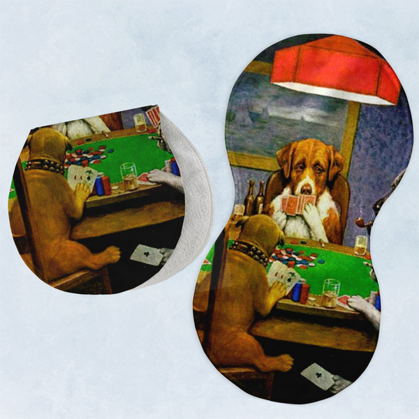 Custom Dogs Playing Poker by C.M.Coolidge Burp Pads - Velour - Set of 2