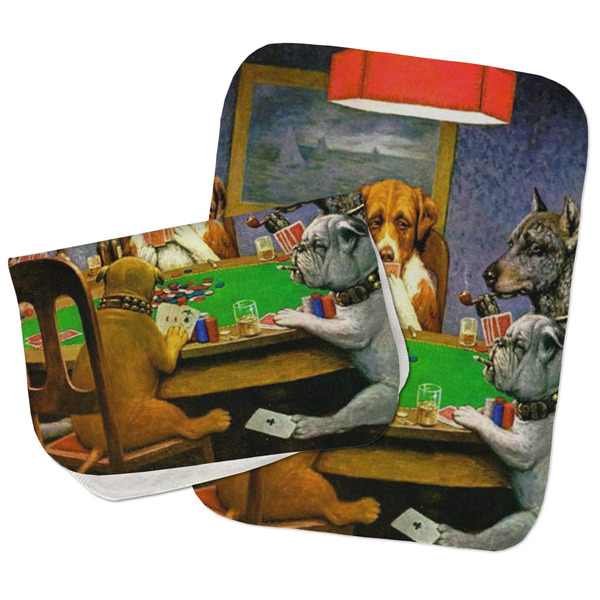 Custom Dogs Playing Poker by C.M.Coolidge Burp Cloths - Fleece - Set of 2