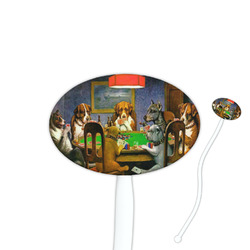 Dogs Playing Poker by C.M.Coolidge Oval Stir Sticks