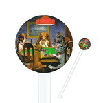 Dogs Playing Poker by C.M.Coolidge Round Plastic Stir Sticks