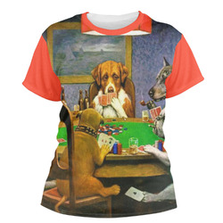 Dogs Playing Poker by C.M.Coolidge Women's Crew T-Shirt - X Small