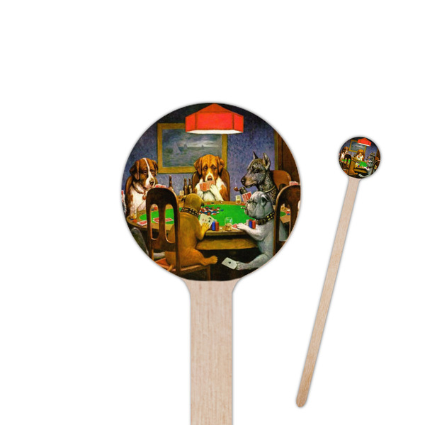 Custom Dogs Playing Poker by C.M.Coolidge Round Wooden Stir Sticks