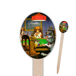 Dogs Playing Poker by C.M.Coolidge Oval Wooden Food Picks - Double Sided