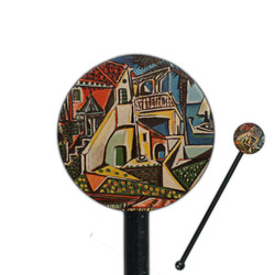 Mediterranean Landscape by Pablo Picasso 5.5" Round Plastic Stir Sticks - Black - Single Sided