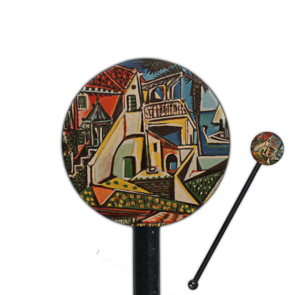 Custom Mediterranean Landscape by Pablo Picasso 5.5" Round Plastic Stir Sticks - Black - Double Sided