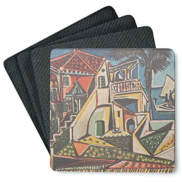 Custom Mediterranean Landscape by Pablo Picasso Square Rubber Backed Coasters - Set of 4