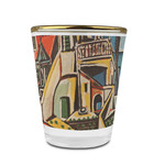 Mediterranean Landscape by Pablo Picasso Glass Shot Glass - 1.5 oz - with Gold Rim - Single