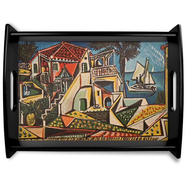 Custom Mediterranean Landscape by Pablo Picasso Black Wooden Tray - Large