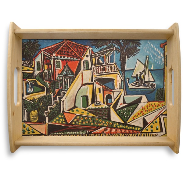 Custom Mediterranean Landscape by Pablo Picasso Natural Wooden Tray - Large