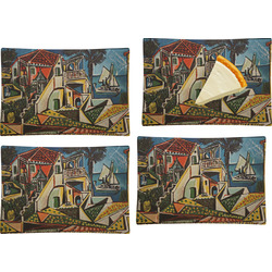 Mediterranean Landscape by Pablo Picasso Set of 4 Glass Rectangular Appetizer / Dessert Plate